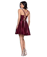 Blondie Nites Juniors' Lamour Lace-Up Mini Dress