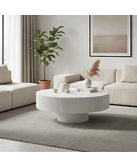 Streamdale Furniture Fluted Round Pedestal Coffee Table - Mid Century Modern