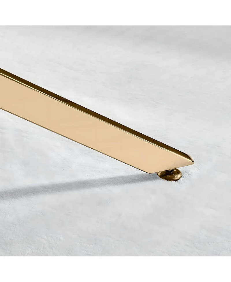 Streamdale Furniture Faux Marble and Gold Rectangular Coffee Table with Tempered Glass Top