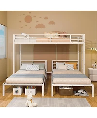 Streamdale Furniture Triple Metal Bunk Bed for 3 Kids, Separates into 3 Twin Beds