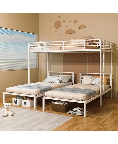 Streamdale Furniture Triple Metal Bunk Bed for 3 Kids, Separates into 3 Twin Beds