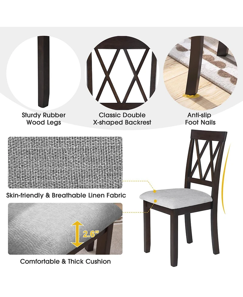 Streamdale Furniture Set of 2 Upholstered Dining Chairs with Solid Wood Legs