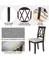 Streamdale Furniture Set of 2 Upholstered Dining Chairs with Solid Wood Legs