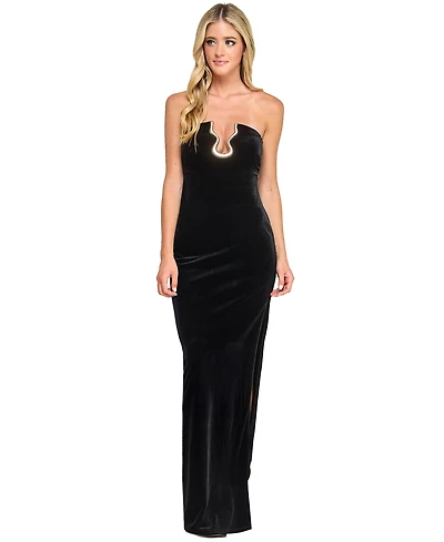 Seni & Cade Juniors' Velvet Strapless Plunge Dress