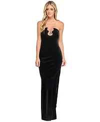 Seni & Cade Juniors' Velvet Strapless Plunge Dress