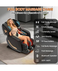 Streamdale Furniture Zero Gravity Full Body Massage Chair with Heating, Bluetooth, and Touch Screen