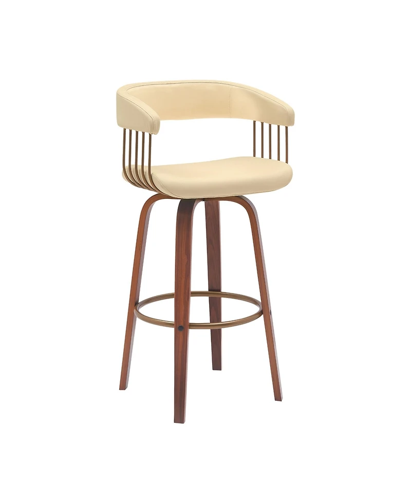 HomeRoots 31" Faux Leather Swivel Bar Height Bar Chair