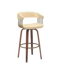HomeRoots 31" Faux Leather Swivel Bar Height Bar Chair