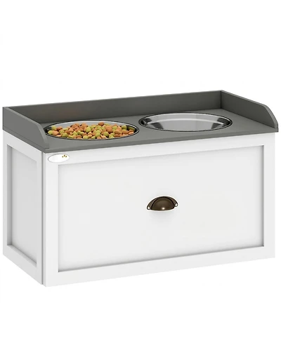 Ruie Elevated Dog Feeding Station with Pull-Out Storage for Large Dogs