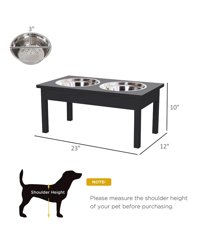 Ruie 23 in Wooden Elevated Dog Feeding Station with Stainless Steel Bowls