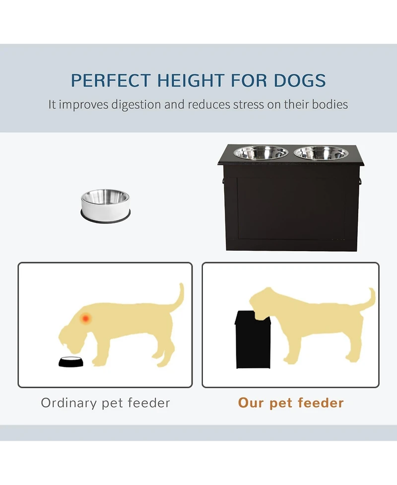 Ruie Raised Dog Feeding Storage Station with 2 Bowls for Large Pets