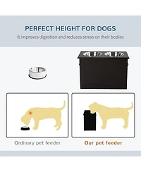 Ruie Raised Dog Feeding Storage Station with 2 Bowls for Large Pets