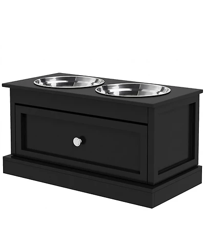 Ruie Elevated Dog Bowls Stand with Pull-Out Storage Drawer for Large Dogs