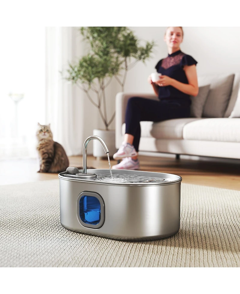 Ruie 246 oz Stainless Steel Pet Water Fountain with Ultra-Quiet Pump and Filters