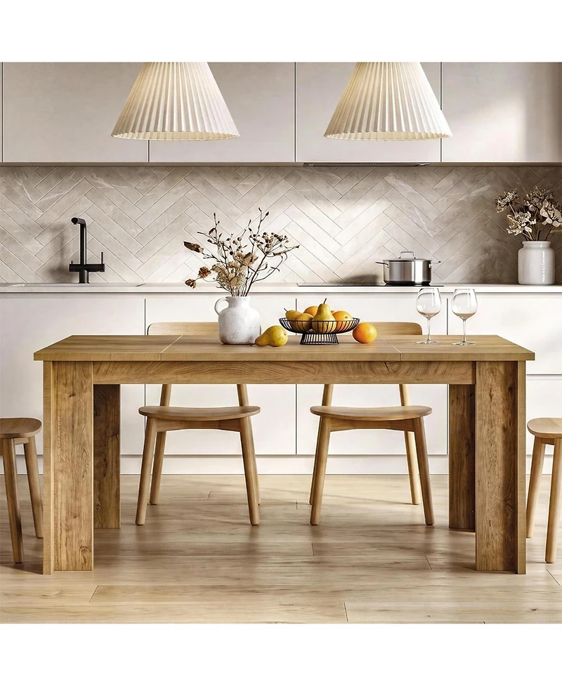 Tribesigns Dining Table for 6–8, 70.8" Farmhouse Dining Room Table with Sturdy Panel Legs, Large Wooden Kitchen Table