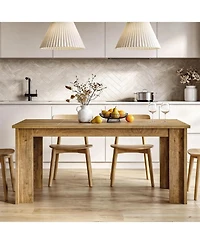 Tribesigns Dining Table for 6–8, 70.8" Farmhouse Dining Room Table with Sturdy Panel Legs, Large Wooden Kitchen Table