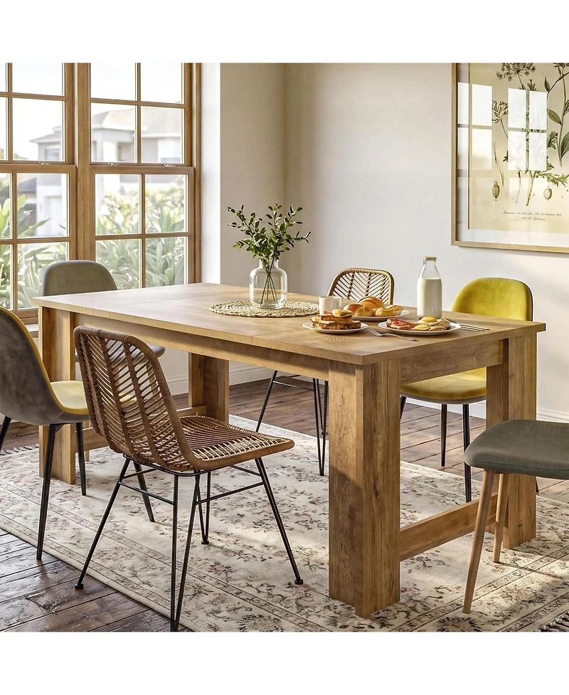 Tribesigns Dining Table for 6–8, 70.8" Farmhouse Dining Room Table with Sturdy Panel Legs, Large Wooden Kitchen Table