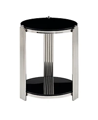 Streamdale Furniture Modern Round 2-Tier Tempered Glass and Stainless Steel End Table