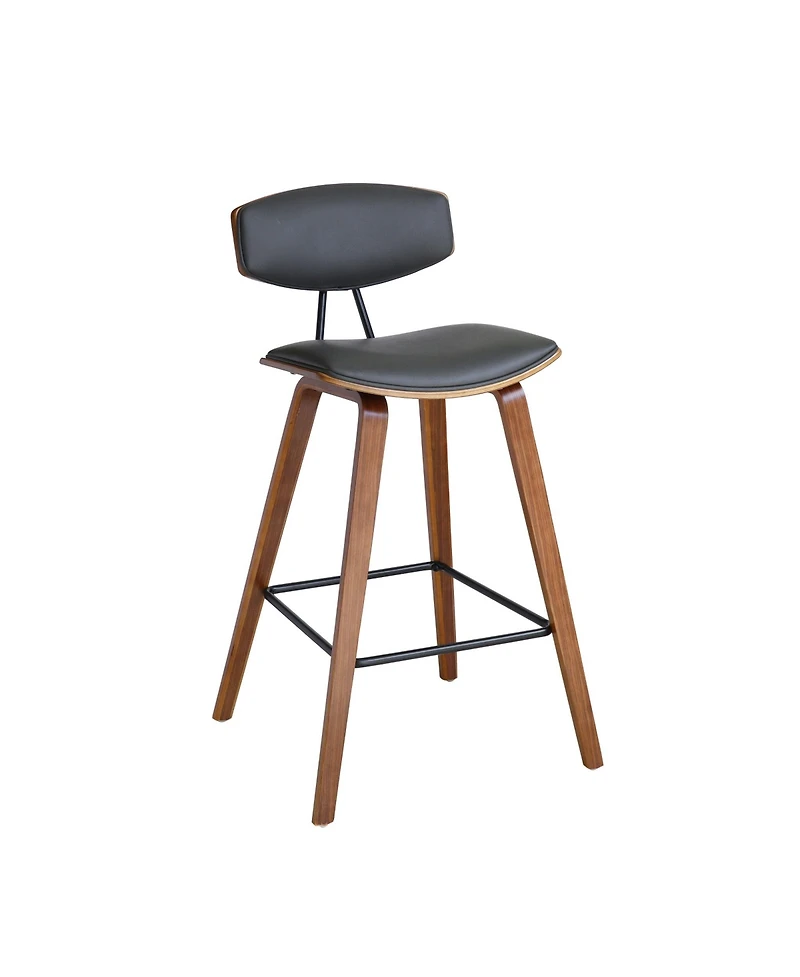 HomeRoots 29" Faux Leather and Iron Low Back Bar Height Bar Chair