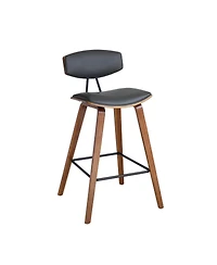 HomeRoots 29" Faux Leather and Iron Low Back Bar Height Bar Chair