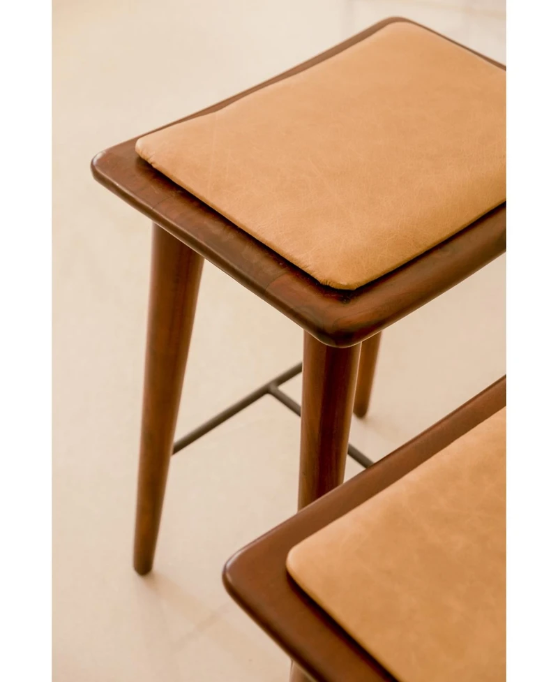 HomeRoots 24" Solid Wood Backless Counter Height Bar Chair