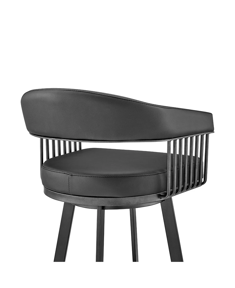 HomeRoots 26" Faux Leather and Iron Low Back Counter Height Swivel Bar Chair