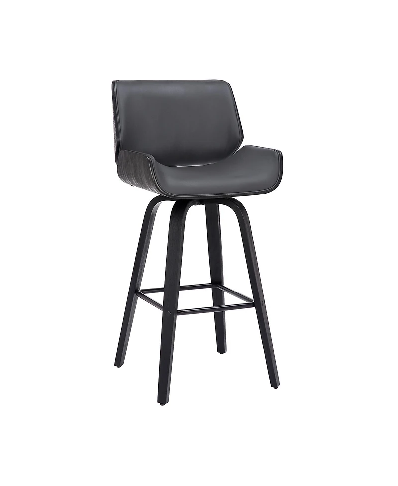 HomeRoots 30" Faux Leather and Iron Bar Height Swivel Bar Chair