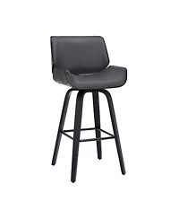 HomeRoots 30" Faux Leather and Iron Bar Height Swivel Bar Chair