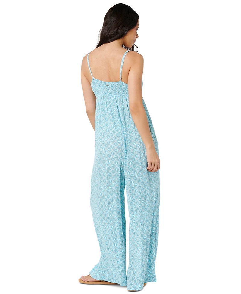 Rip Curl Women's Half Moon Bay Tile Print High Rise Jumpsuit