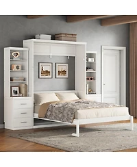 Streamdale Furniture Full Size Murphy Bed with Storage Shelves and Drawers