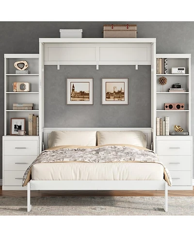 Streamdale Furniture Full Size Murphy Bed with Storage Shelves and Drawers