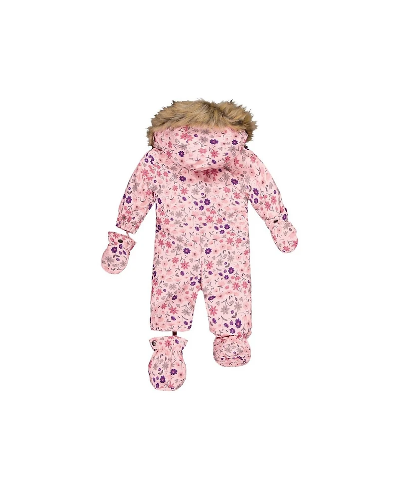 Deux par Baby Girl ( 6M to 24 M ) One Piece Snowsuit Adapted for Car Seats Mini Flower Print