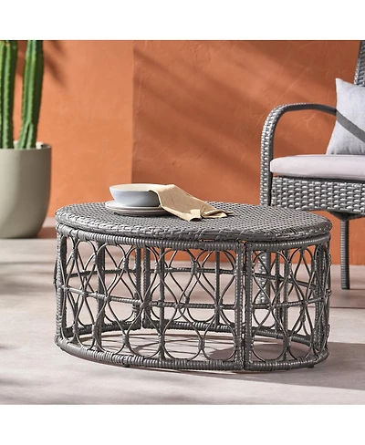 Streamdale Furniture Boho Wicker Outdoor Coffee Table with Looped Design
