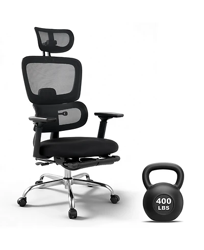homfan Ergonomic Mesh High-Back Office Chair with Adjustable Lumbar, 4D Flip Arms, 3D Headrest, 3-Level Tilt