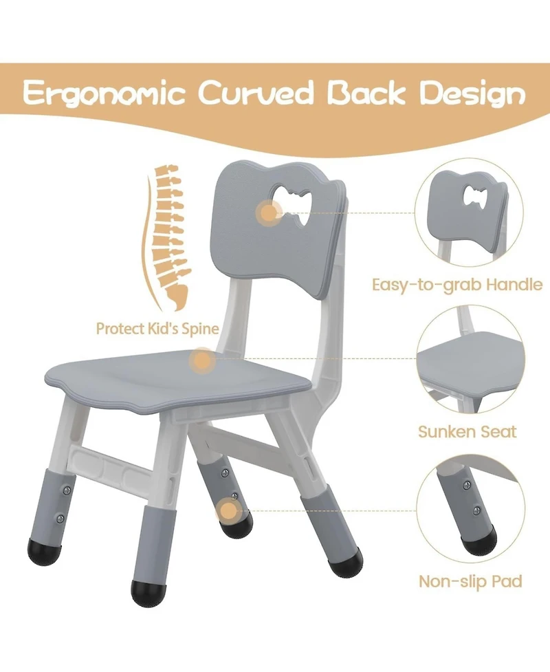 homfan 4 Pack Adjustable Height Kids Plastic Chairs Set