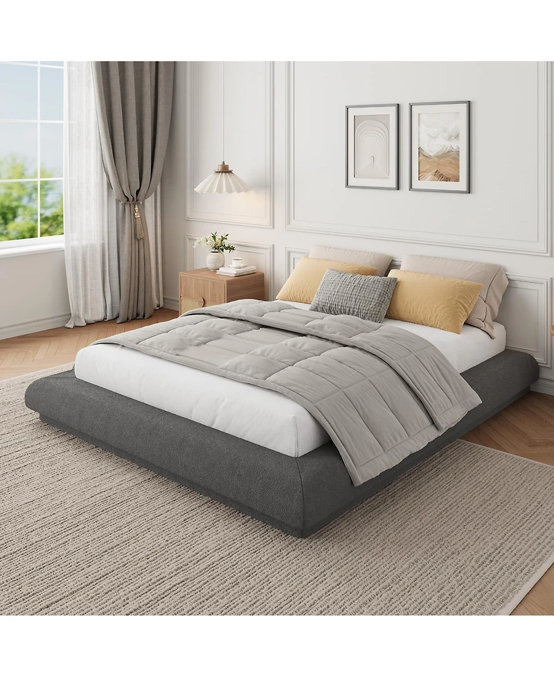 homfan Cloud platform bed Frame with Upholstered, No Box Spring Needed, Easy Assembly, Noise-FreeThis wrapped base