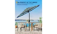 homfan 9 Feet Patio Umbrella, Outdoor Market Umbrella with Push Button Tilt and Crank, 8-Rib Iron Frame, striped