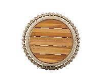 sumyeg Acacia Wood Outdoor Side Table with Wicker Base, Round Accent Table
