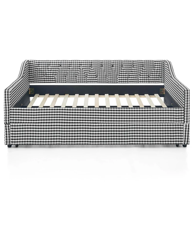 Streamdale Furniture Upholstered Full-Size Convertible Daybed with Trundle and Side Storage