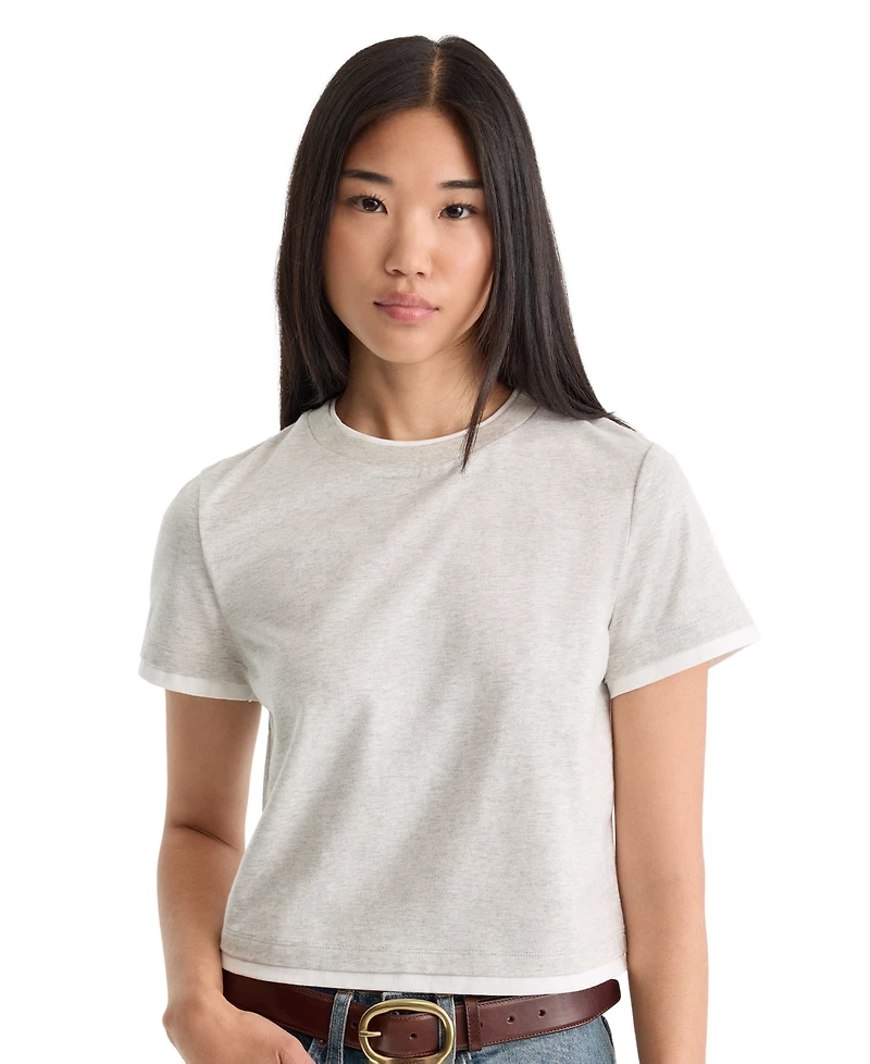Good American Women's Crewneck Short-Sleeve Cotton Top