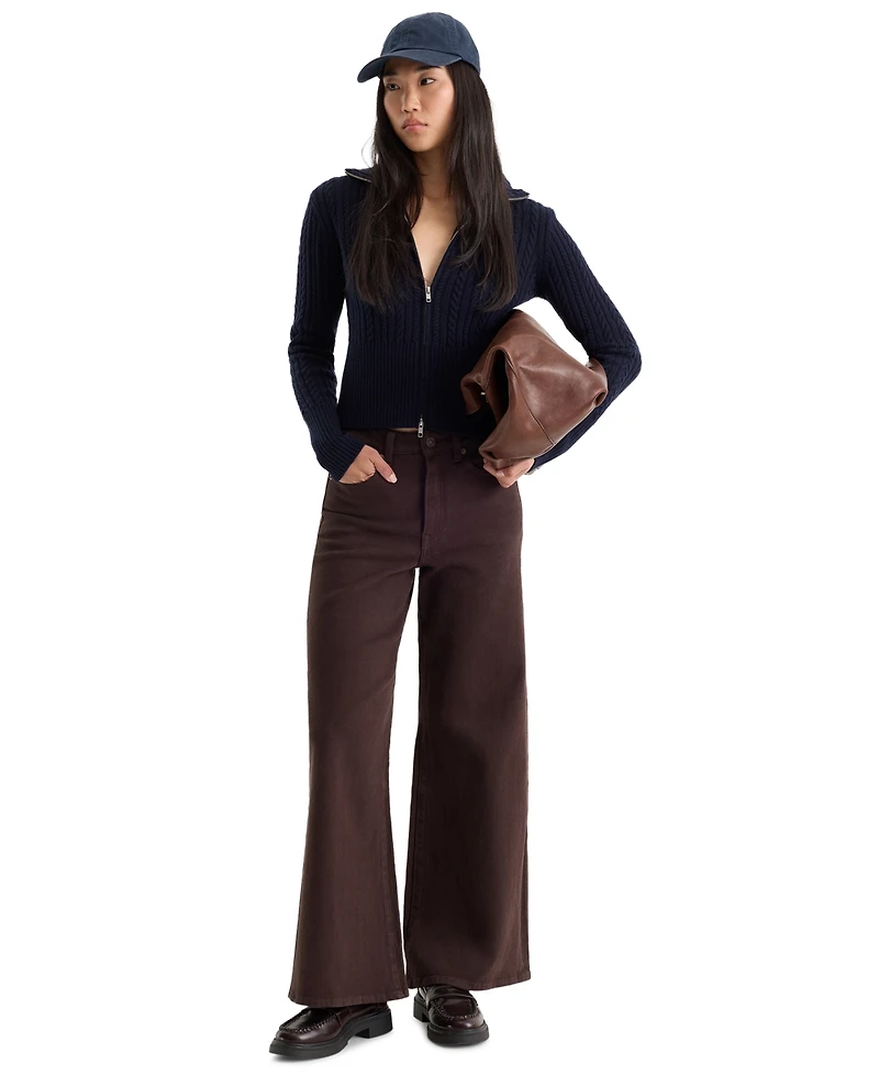 Good American Women's High-Rise Palazzo Wide-Leg Ankle Pants