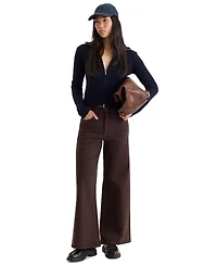 Good American Women's High-Rise Palazzo Wide-Leg Ankle Pants