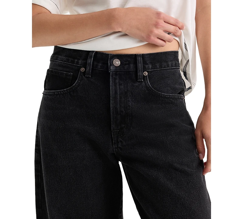 Good American Women's Mid-Rise Barrel-Leg Ankle Jeans