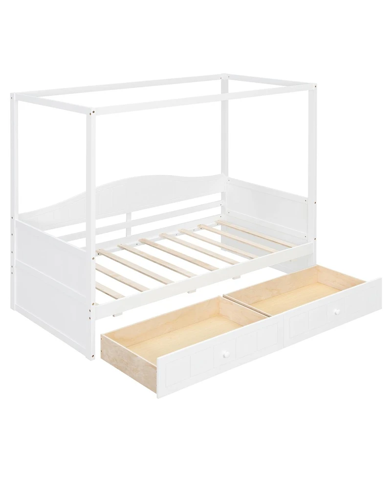 Streamdale Furniture Twin Size Canopy Day Bed with 2 Drawers