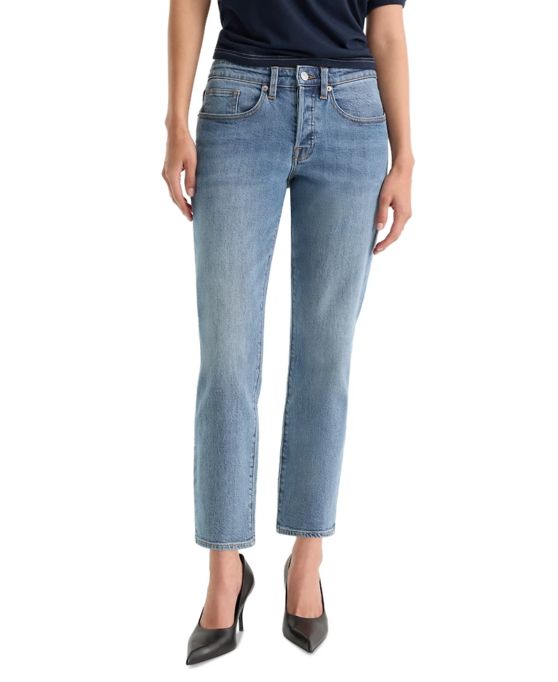 Good American Women's Mid-Rise Straight-Leg Ankle Pants