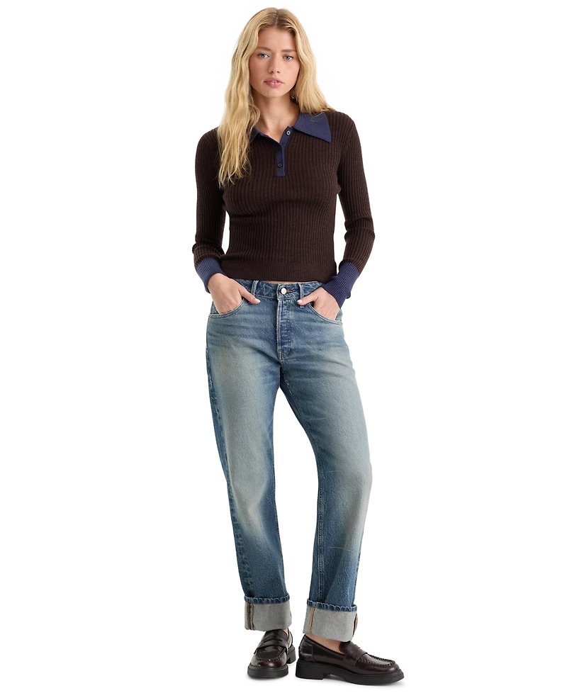 Good American Women's Collared Long-Sleeve Sweater