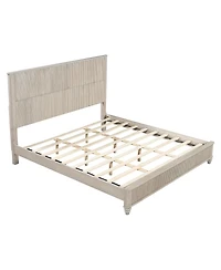 Streamdale Furniture King Solid Wood Platform Bed Frame with Tall Headboard, No Box Spring Needed