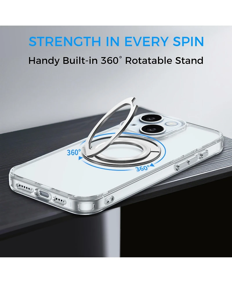 Alpha Digital iPhone 15 Series Case: Magnetic Ring Stand, Shockproof