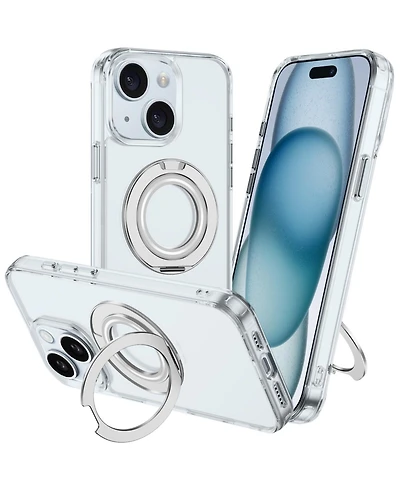 Alpha Digital iPhone 15 Series Case: Magnetic Ring Stand, Shockproof
