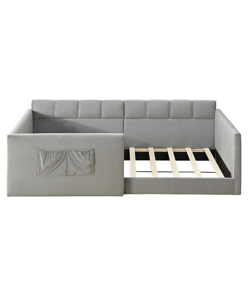 Streamdale Furniture Twin Velvet Upholstered Daybed with Side Storage Pockets